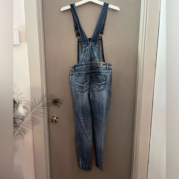 Dollhouse  Denim Distressed Overalls Jumper Size 1. - Picture 3 of 13